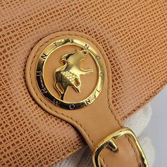 HUNTING WORLD Shoulder Bag Tan Tone Japan Made in Italy "No strap" Excellent - Picture 7 of 14